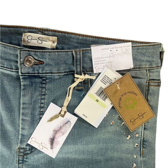 Jessica Simpson Spotlight High Rise Slim Straight Lived In Vintage Jeans NEW - Picture 5 of 9